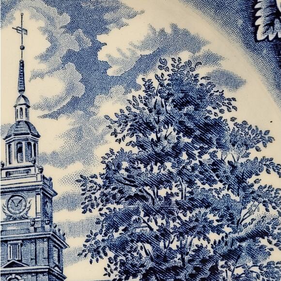 Staffordshire Vintage Liberty Blue 1776 Colonial Transferware 2 Dinner Plate 1-5 - Picture 7 of 10